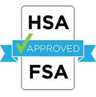 A badge asserting that the clinic uses HSA and FSA approved treatments